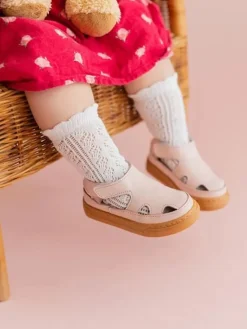 Leder-Halbsandalen in Rosa>First Step New