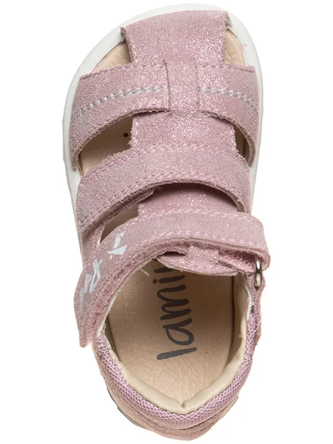 Leder-Halbsandalen in Rosa>lamino
