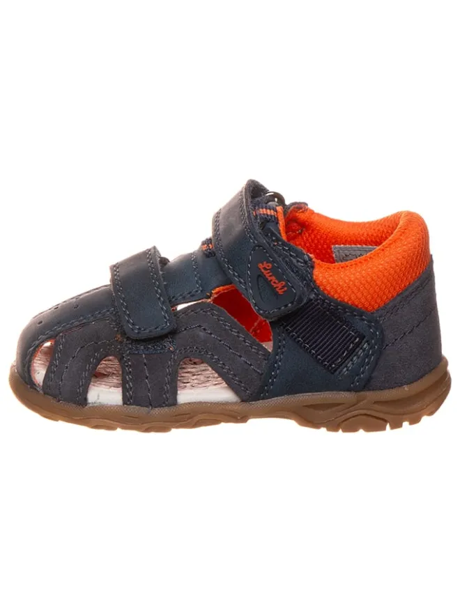 Leder-Halbsandalen "Jonathan" in Dunkelblau/ Orange>Lurchi Discount