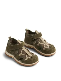 Leder-Halbsandalen "Mingi" in Khaki>Wheat Online