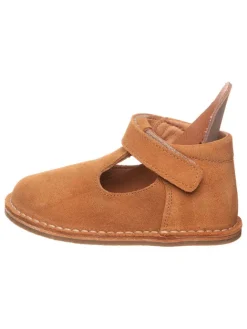 Leder-Halbschuhe in Hellbraun><noscript><img width=