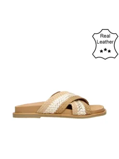 Leder-Hausschuhe in Beige/ Hellbraun>Bullboxer