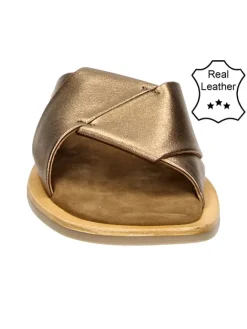 Leder-Hausschuhe in Hellbraun><noscript><img width=