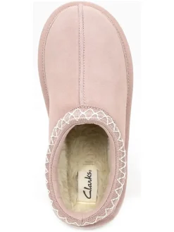 Clarks Hausschuhe|Clogs & Pantoletten^Leder-Hausschuhe in Rosa