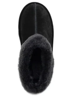 Leder-Hausschuhe in Schwarz><noscript><img width=