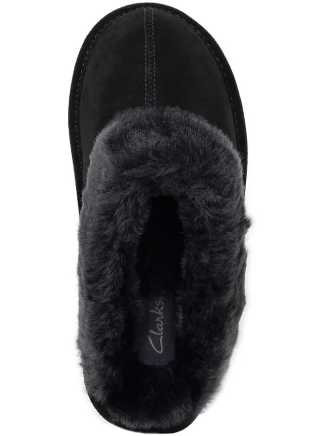 Clarks Hausschuhe|Clogs & Pantoletten^Leder-Hausschuhe in Schwarz