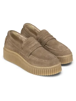 Marc O'Polo Shoes Halbschuhe^Leder-Keilmokassins in Taupe