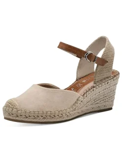 Leder-Keilpumps in Beige><noscript><img width=
