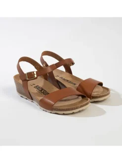 Leder-Keilsandaletten "Calabria" in Hellbraun>BACKSUN New