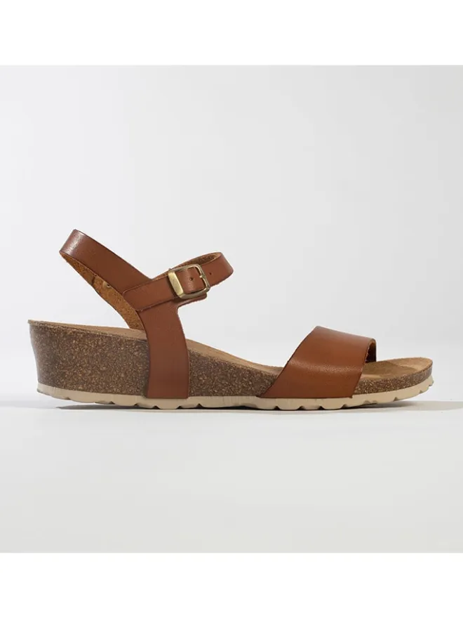 Leder-Keilsandaletten "Calabria" in Hellbraun>BACKSUN New