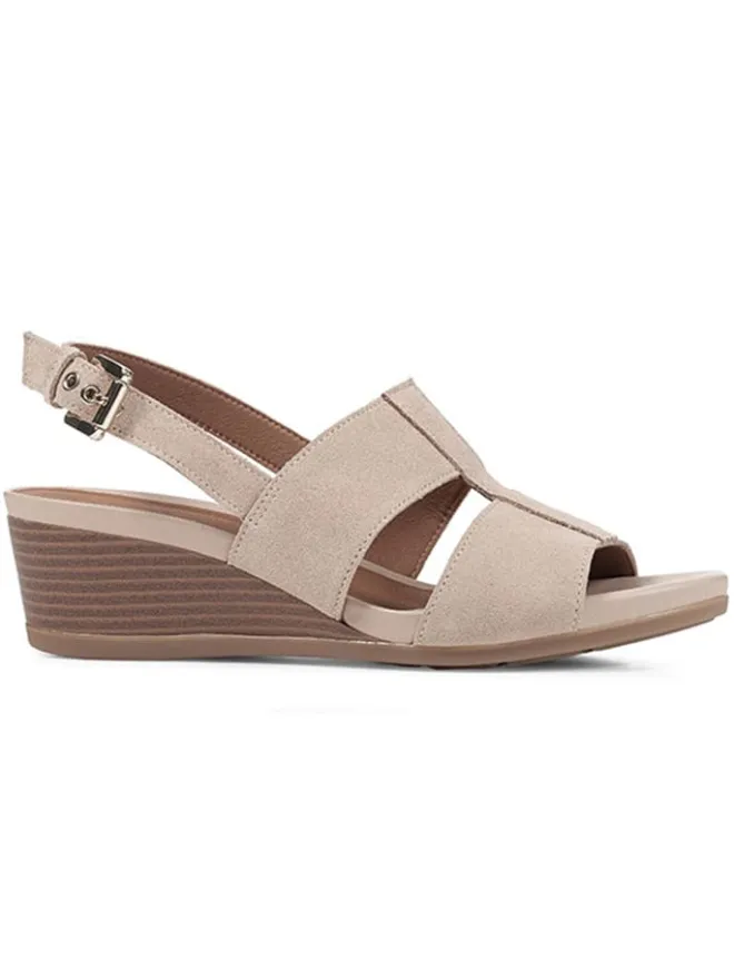 Leder-Keilsandaletten "Dmarykarmen" in Beige>Geox Discount