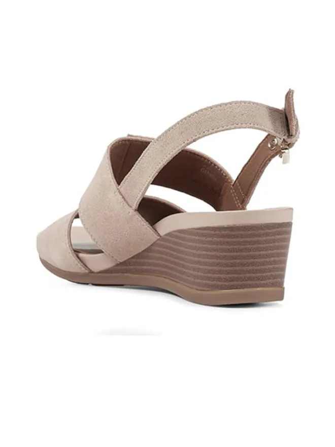 Leder-Keilsandaletten "Dmarykarmen" in Beige>Geox Discount