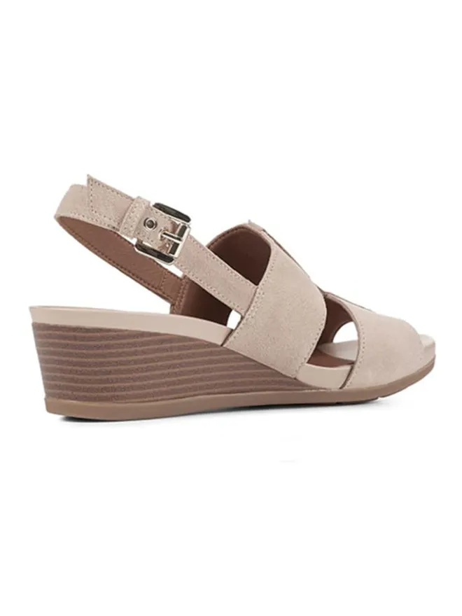 Leder-Keilsandaletten "Dmarykarmen" in Beige>Geox Discount