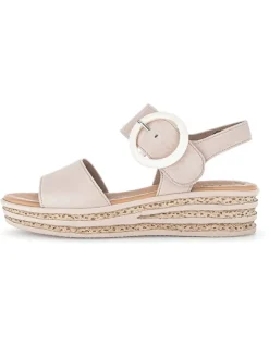 Leder-Keilsandaletten in Beige><noscript><img width=