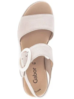 Leder-Keilsandaletten in Beige><noscript><img width=