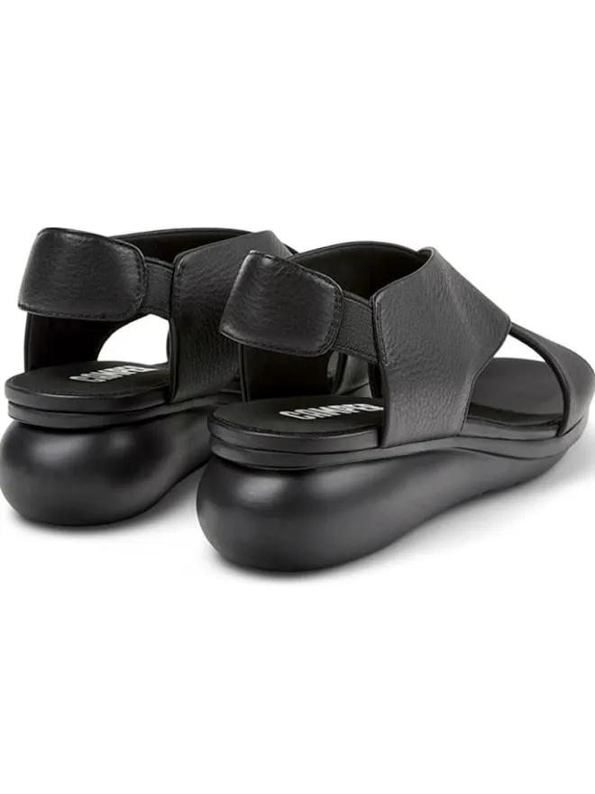 Leder-Keilsandaletten in Schwarz>Camper Discount