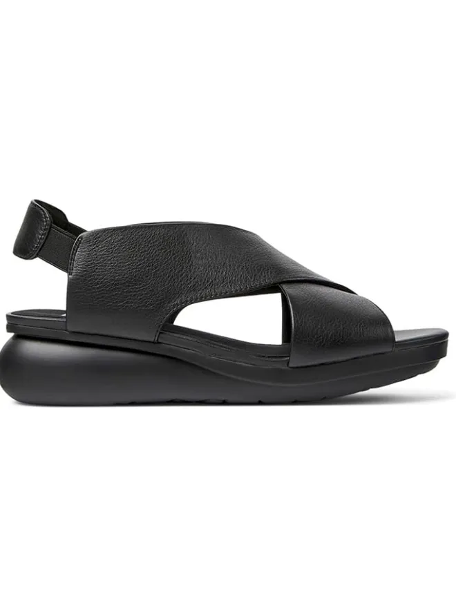 Leder-Keilsandaletten in Schwarz>Camper Discount