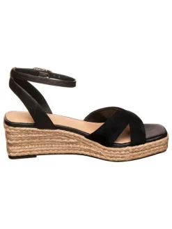 Leder-Keilsandaletten in Schwarz>Tommy Hilfiger Online