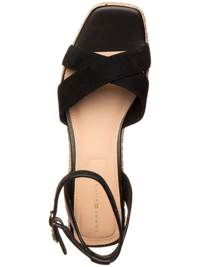 Leder-Keilsandaletten in Schwarz>Tommy Hilfiger Online
