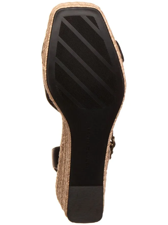 Leder-Keilsandaletten in Schwarz>Tommy Hilfiger Online