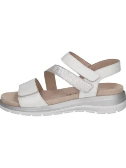 Leder-Keilsandaletten in Weiß/ Silber>Caprice Discount