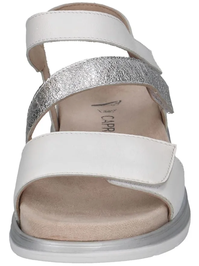 Leder-Keilsandaletten in Weiß/ Silber>Caprice Discount