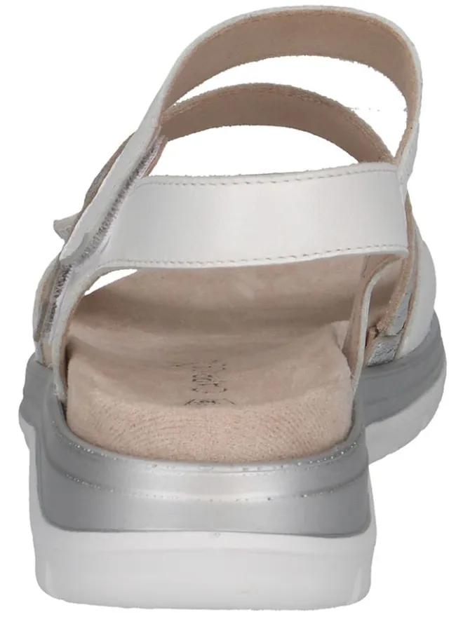 Leder-Keilsandaletten in Weiß/ Silber>Caprice Discount