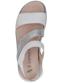 Leder-Keilsandaletten in Weiß/ Silber><noscript><img width=