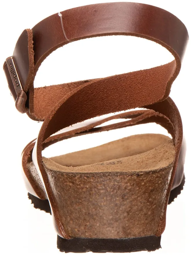 Leder-Keilsandaletten "Lola" in Braun - Weite S>Papillio Clearance