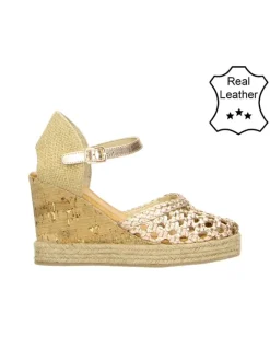 Leder-Keil-Slingpumps in Beige>Bullboxer Discount