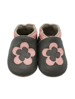 Yihakids Krabbelschuhe^Leder-Krabbelschuhe "Blumen" in Schwarz