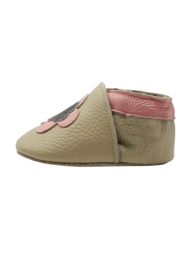 Leder-Krabbelschuhe "Florid" in Hellbraun>Yihakids New