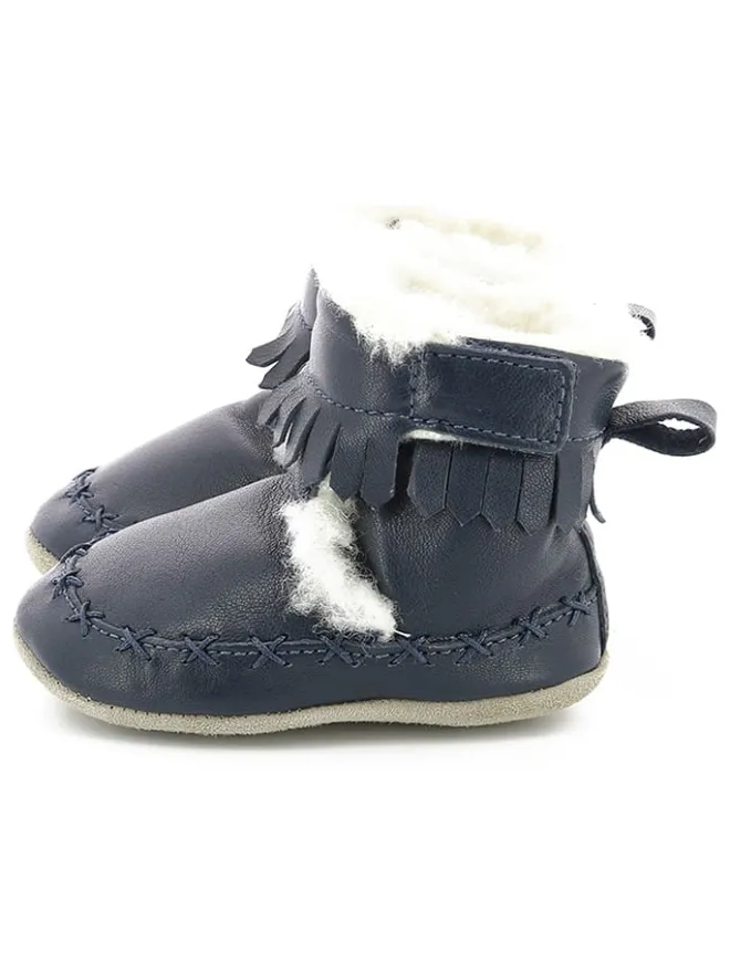 Leder-Krabbelschuhe "Funky Show" in Dunkelblau>Robeez Clearance