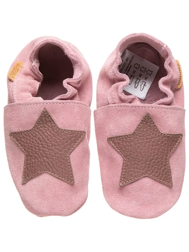 Leder-Krabbelschuhe in Rosa>lamino New