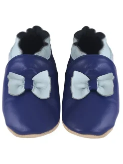 Leder-Krabbelschuhe "Schleifen" in Dunkelblau>Kindsgut Discount