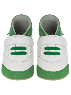 Leder-Krabbelschuhe "Sneakers" in Grün/ Weiß>Lait et Miel Hot