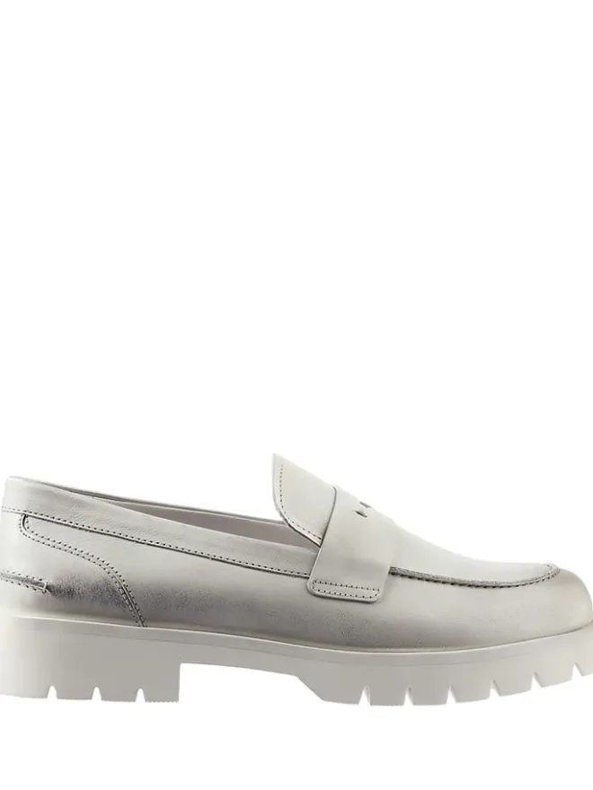 Högl Halbschuhe^Leder-Mokassins "Bailey" in Silber