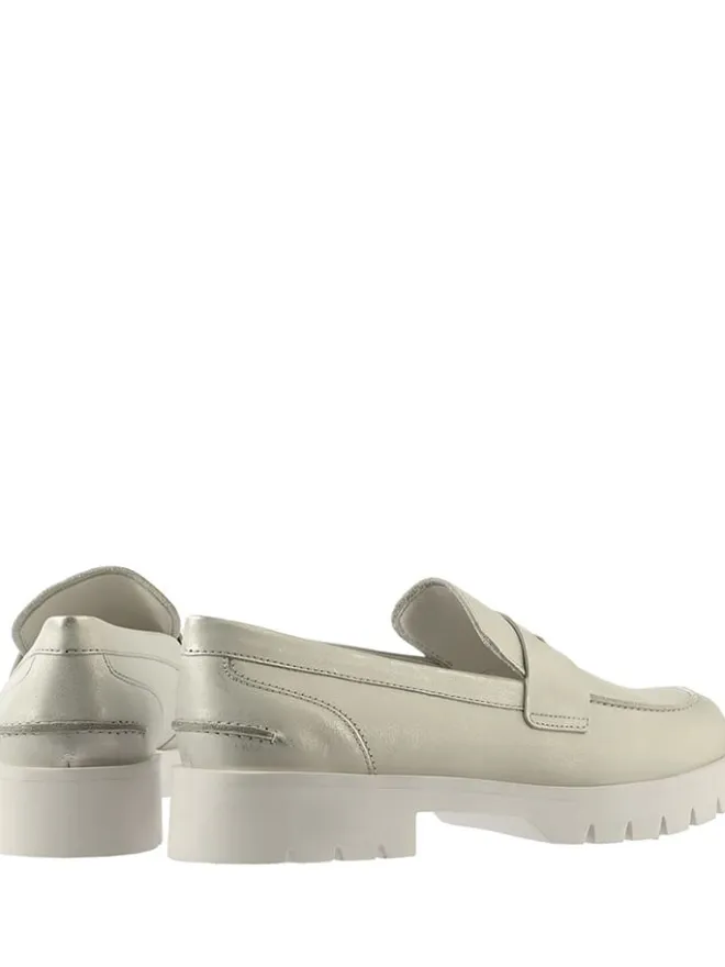 Högl Halbschuhe^Leder-Mokassins "Bailey" in Silber