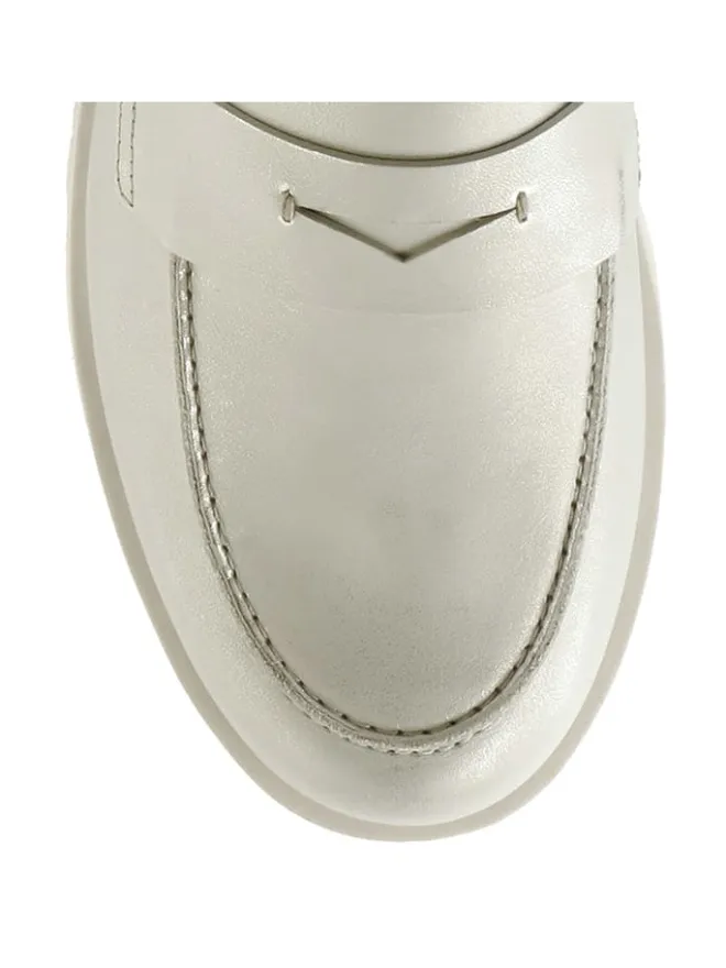 Högl Halbschuhe^Leder-Mokassins "Bailey" in Silber