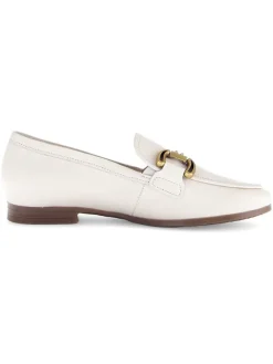 Leder-Mokassins in Creme><noscript><img width=