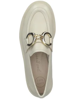 Leder-Mokassins in Creme><noscript><img width=