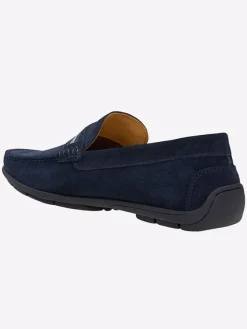 Leder-Mokassins in Dunkelblau><noscript><img width=
