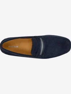 Leder-Mokassins in Dunkelblau><noscript><img width=