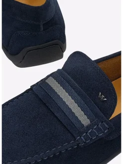 Leder-Mokassins in Dunkelblau><noscript><img width=