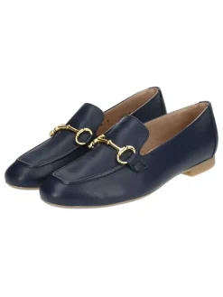 Leder-Mokassins in Dunkelblau><noscript><img width=
