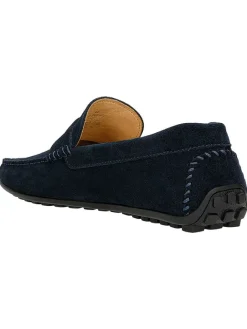 Leder-Mokassins in Dunkelblau><noscript><img width=