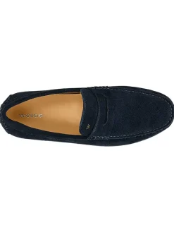 Leder-Mokassins in Dunkelblau><noscript><img width=