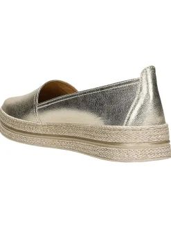 Leder-Mokassins in Gold><noscript><img width=