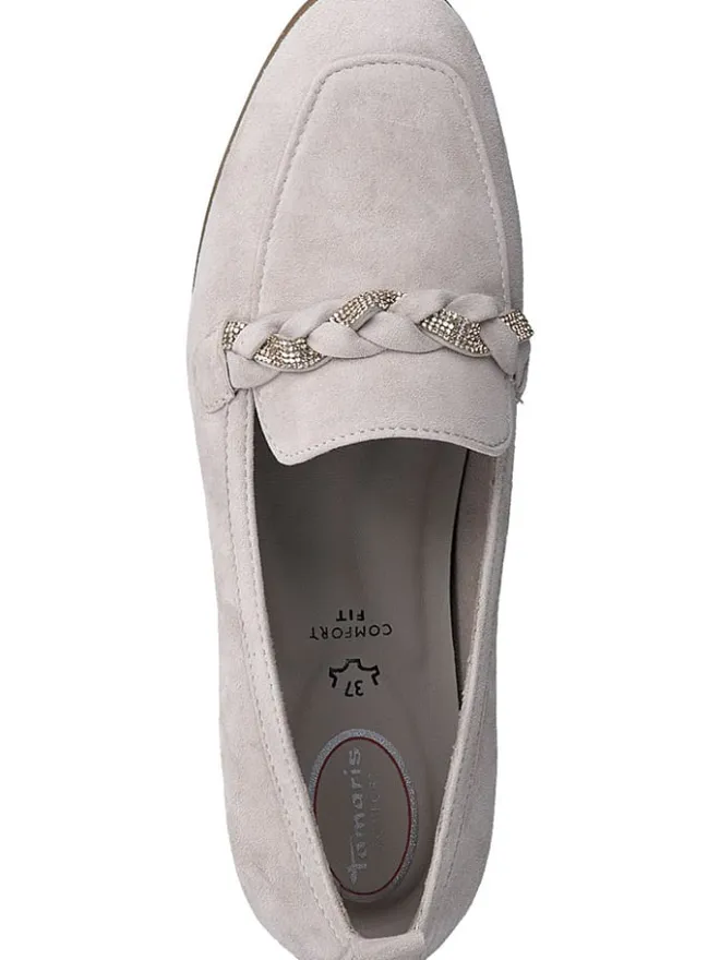 Tamaris Halbschuhe^Leder-Mokassins in Grau
