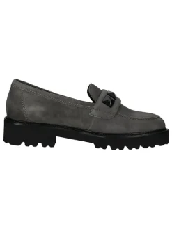 Leder-Mokassins in Grau><noscript><img width=